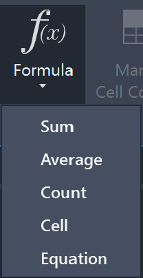 Edit Table - Insert Formula