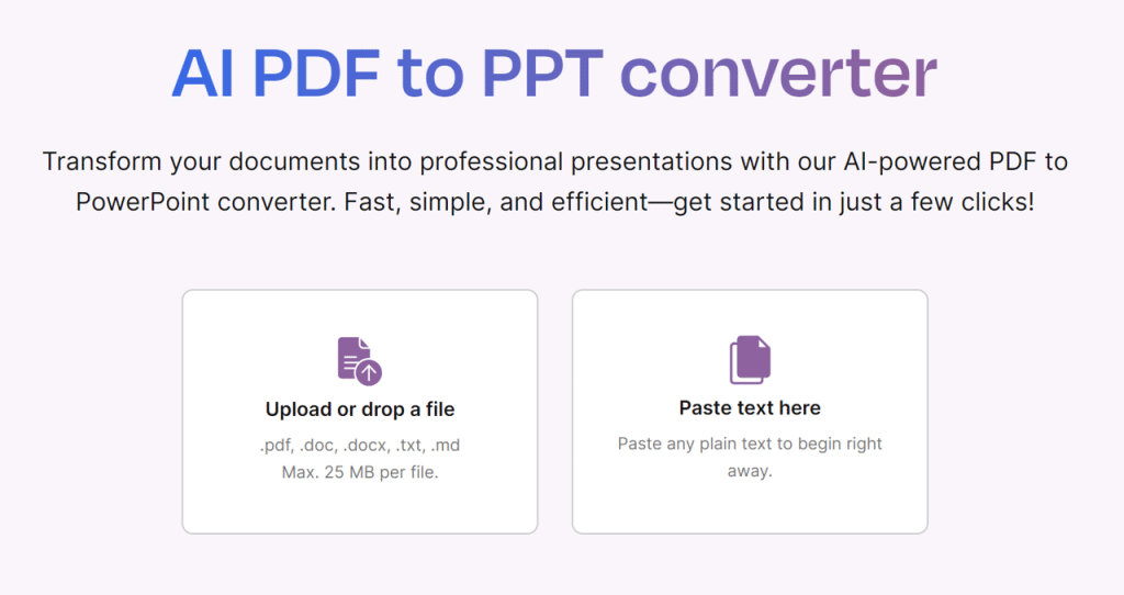 AI PDF to PPT Convertor - SlidesGo User Interface