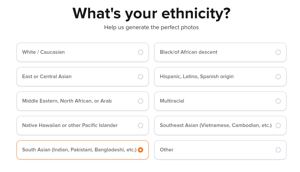 Step 6: Choose Your Ethnicity - Aragon AI