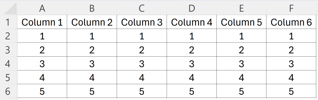 Table in Excel