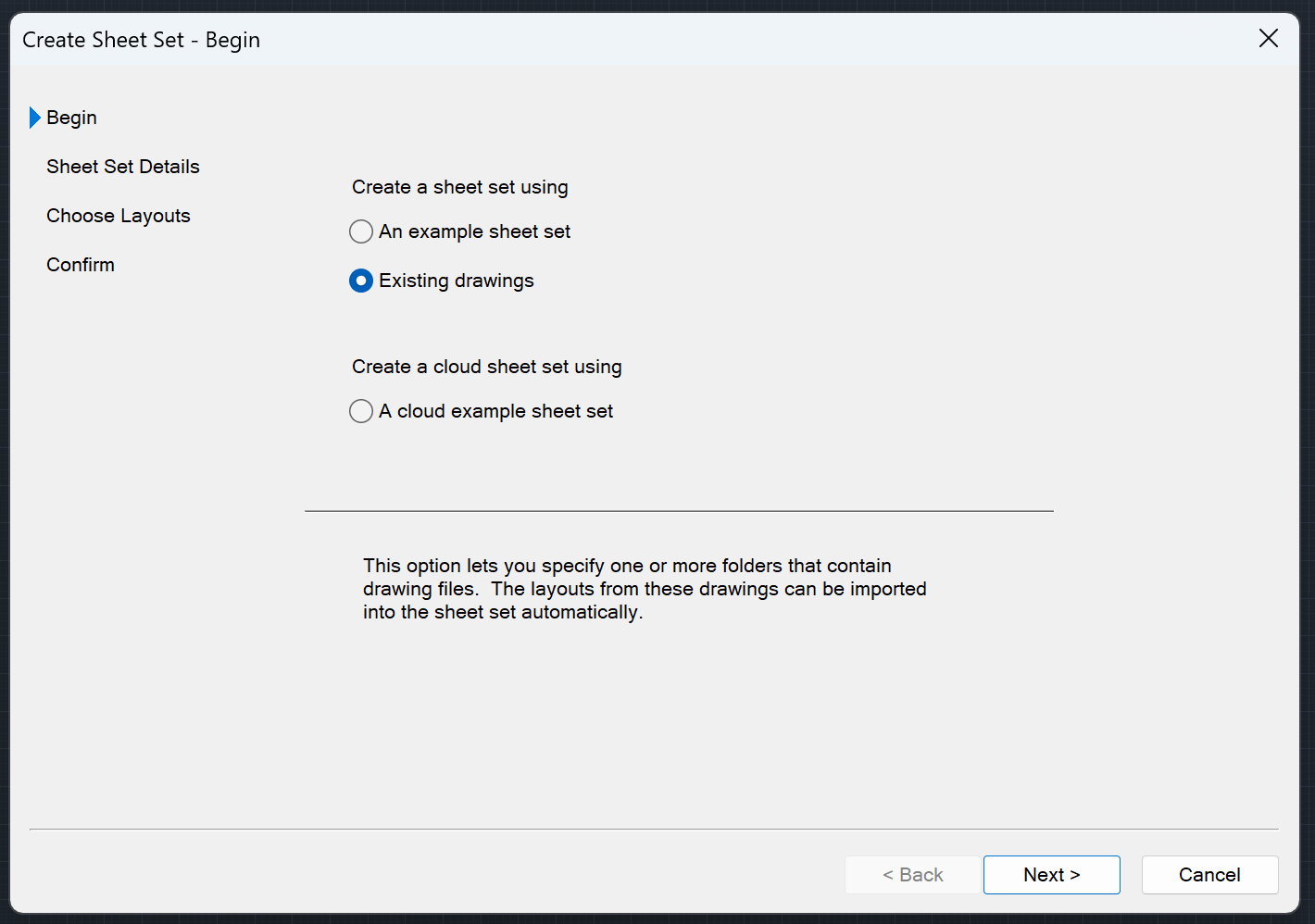 Existing Drawing Sheet Set - 1 (AutoCAD Sheet Set Manager)