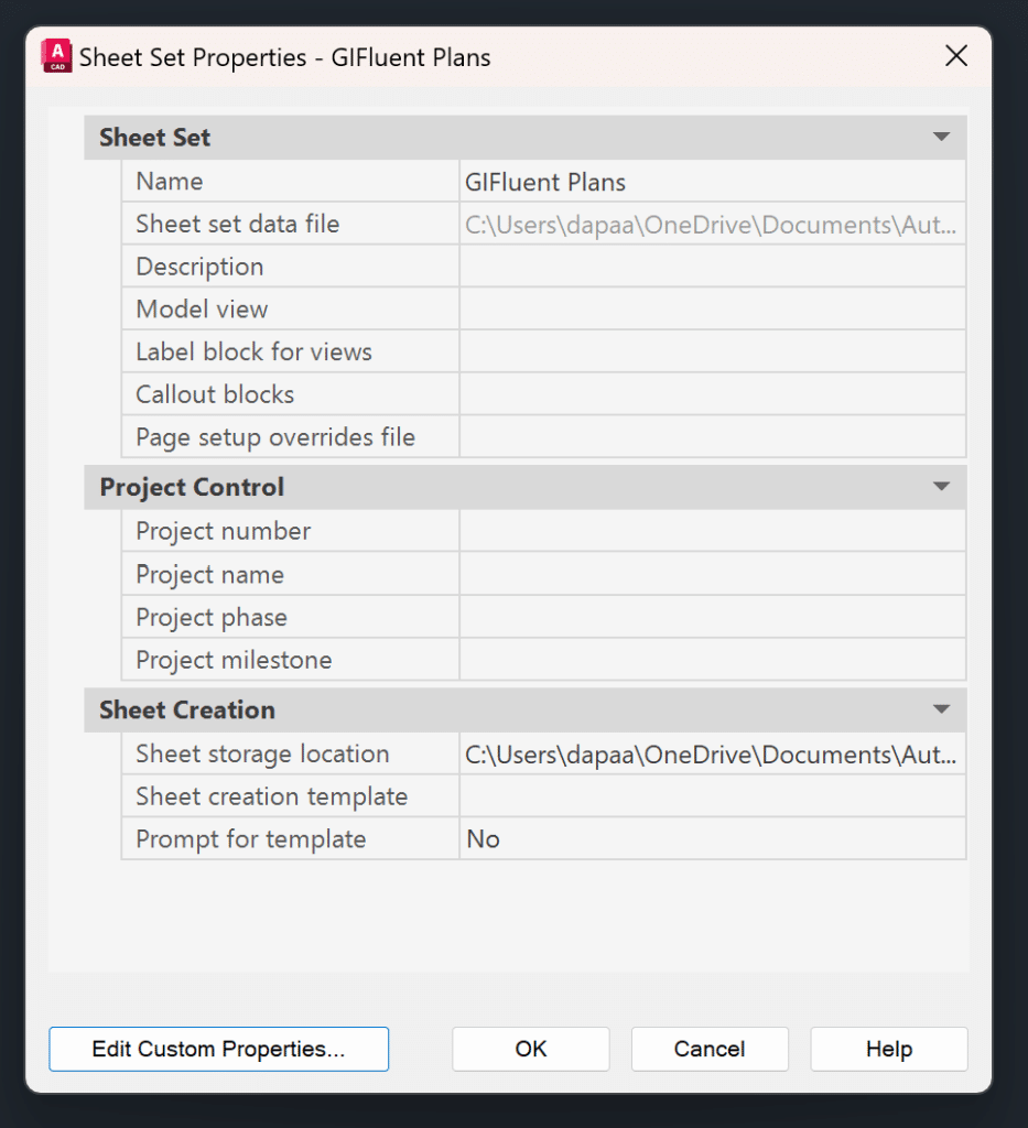 Add Properties to AutoCAD Sheet Set Manager